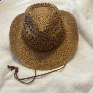 Brown Straw Grooming Hat with Intricate Weave